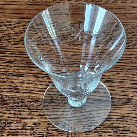 Etched Atomic Starburst Cocktail Glasses MCM 6-point star Susquehanna dessert (3 - Picture 3 of 14